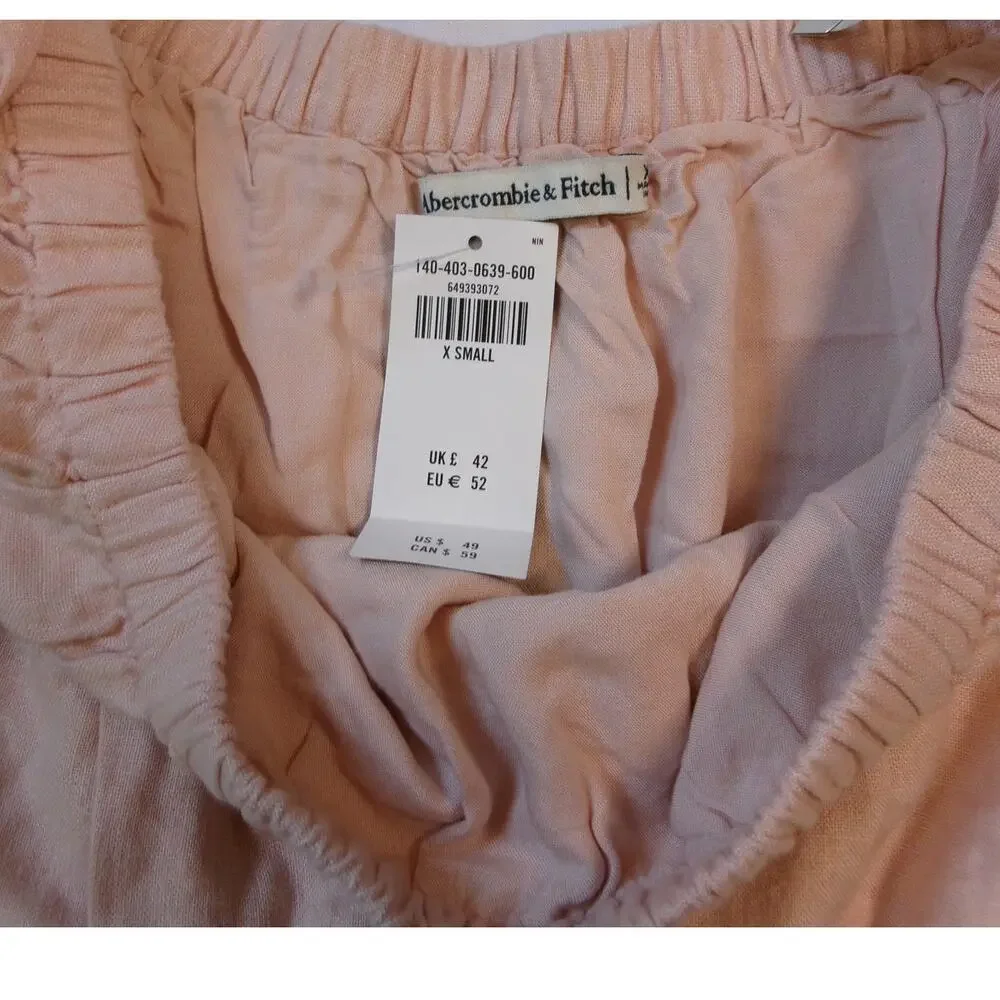 Abercrombie & Fitch Linen Blend Off Shoulder Crop Top Pink XS NWT